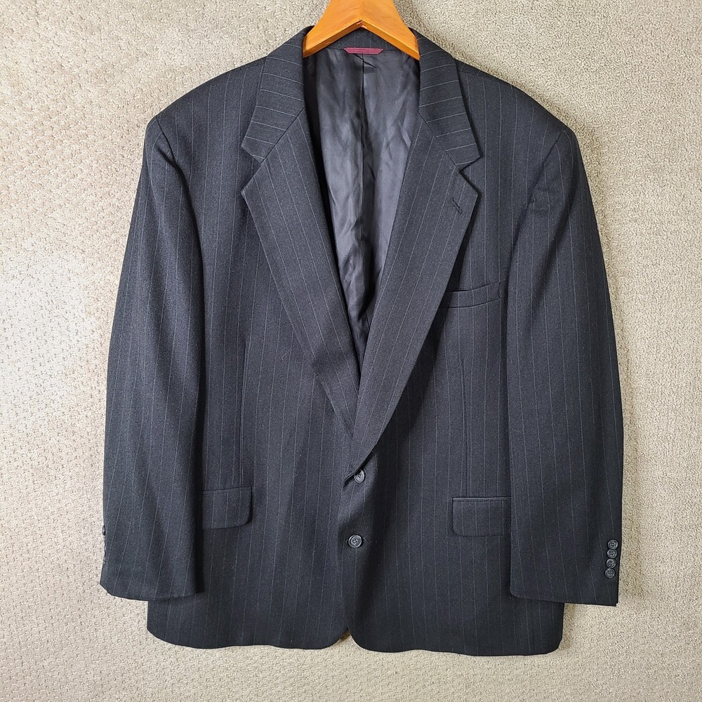 Vintage Briar for Kuppenheimer Jacket Men 48L Black‎ Stripe Blazer 2 Button USA